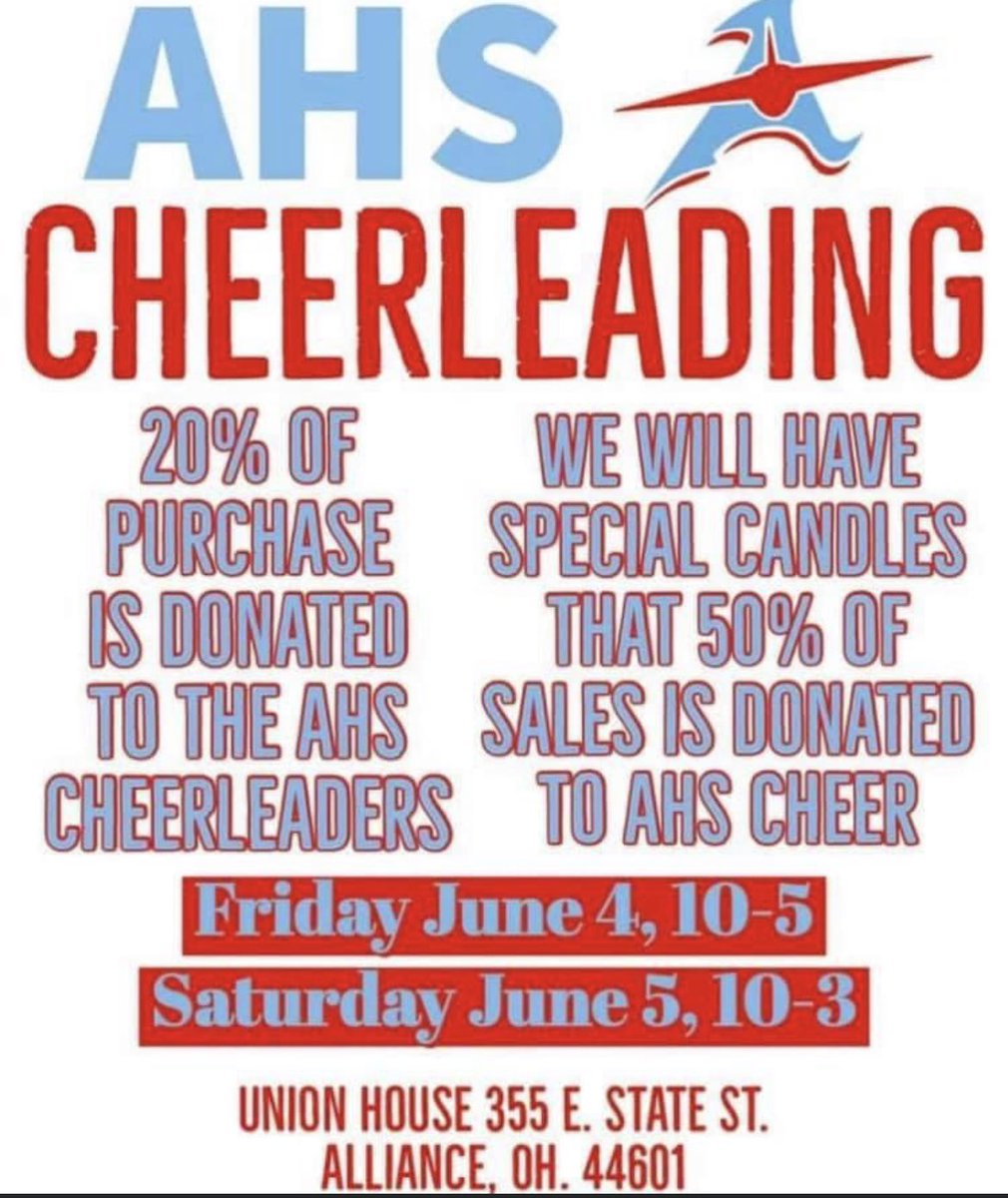 AshleyP1532's tweet image. Stop out at Union House tomorrow or Saturday for some sweet smelling candles, tarts, room spray, lip gloss! #shoplocal #supportcheer #seniorcheeryear