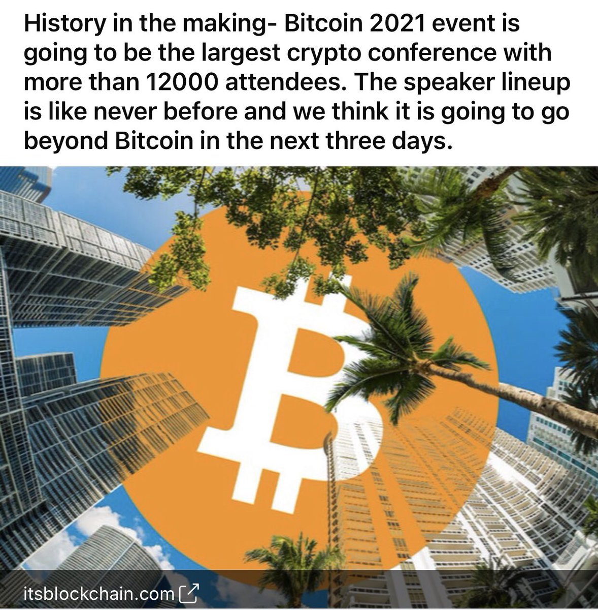 #Bitcoin #cryptocurrency #miami 
#BitcoinConference 
Crypto event of the year!