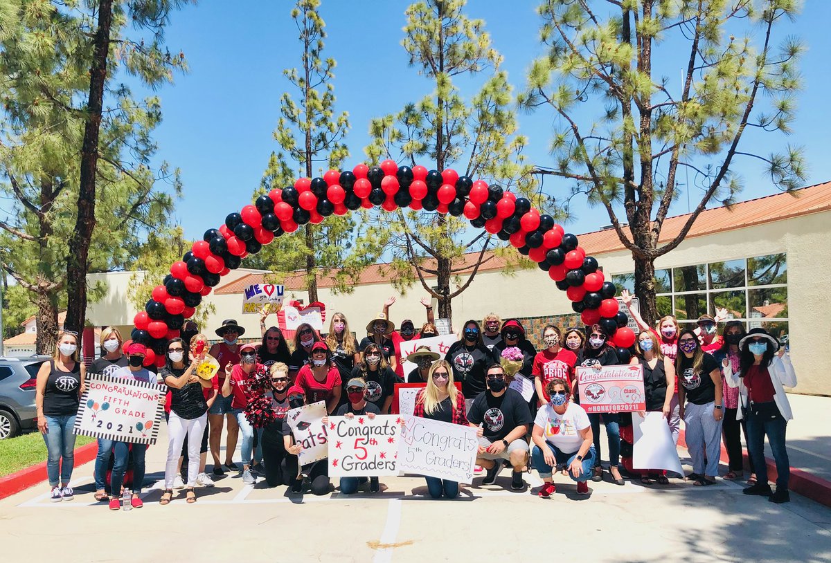 A beautiful drive-thru celebration for our promoting class of 2021! <a href="/RailRanchElem/">Rail Ranch Elem.</a> is so proud of our 5th graders! 🎓🥳