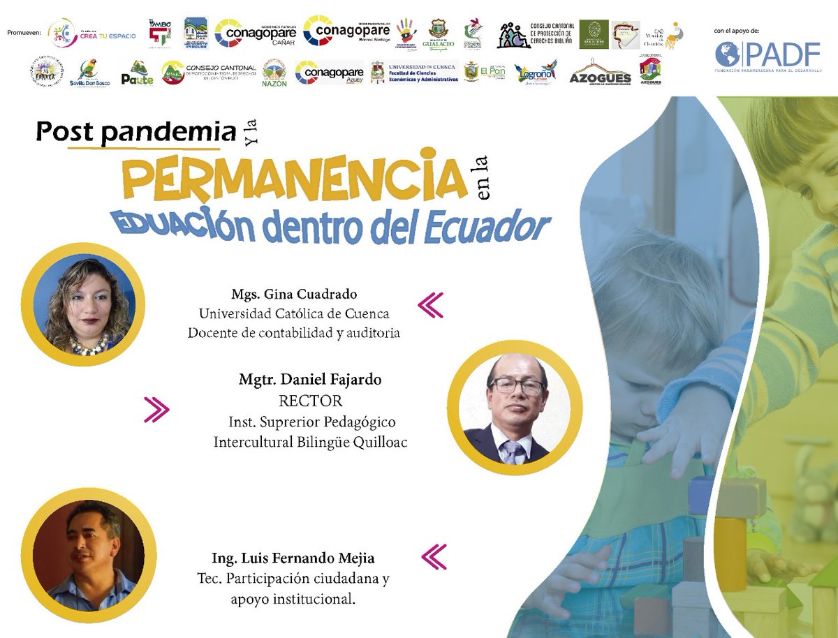 Acompañando en las mesas de diálogo multisectoriales organizado por la Fundación CREA TU ESPACIO. Cordialmente invitados <a href="/RadioIngapirca/">Radio Ingapirca</a> <a href="/Mineduc/">Ministerio de Educación</a> <a href="/UNAEcuador/">Universidad Nacional de Educación UNAE</a> <a href="/EducacionZ6_Ec/">Educación Zona 6</a> <a href="/tomebamba/">La Voz del Tomebamba</a> @SESEIB_Ec <a href="/Ed_Superior/">Educación Superior</a> <a href="/DSENESCYT/">Docentes SENESCYT </a> <a href="/mariabrownp/">María Brown Pérez</a> <a href="/ARibadeneiraE/">Alejandro Ribadeneira</a> <a href="/InstSupQuilloac/">Instituto Superior Pedagógico Quilloac</a>