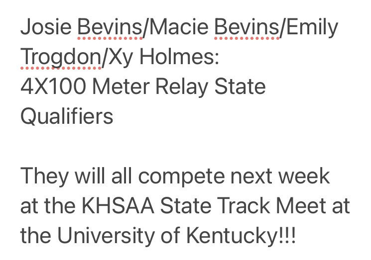 Congratulations to our Girls Track Team Members!!