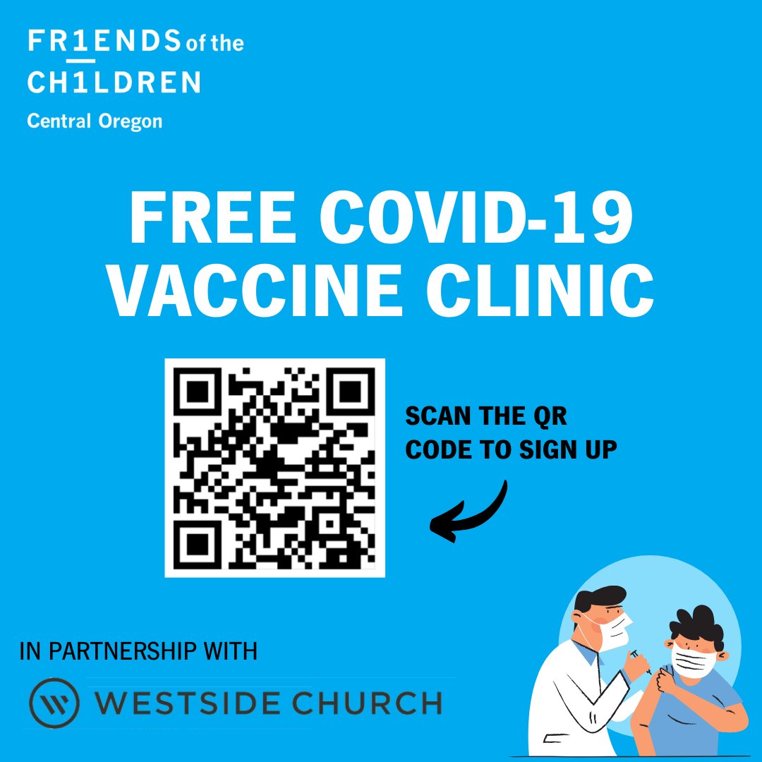 REMINDER: FOTC &amp; The Westside Church are offering a FREE vaccination clinic. See below. Important to register ahead of time. Registration closes Sunday, June 6th. 
When: June 8th from 3:00-7:30pm
Where: Westside Church @ 2051 NW Shevlin Park Rd, Bend
What: the J&amp;J Vax - ages 18+