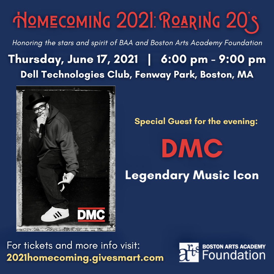 @THEKINGDMC we are super excited you are “WALKing this Way” & will be our @bostonartsacad 2021 Class Speaker & help us celebrate @LeePelton @baaalumni thanks @CastleGRP for #pr #class2021 #baapride @FoundationBaa