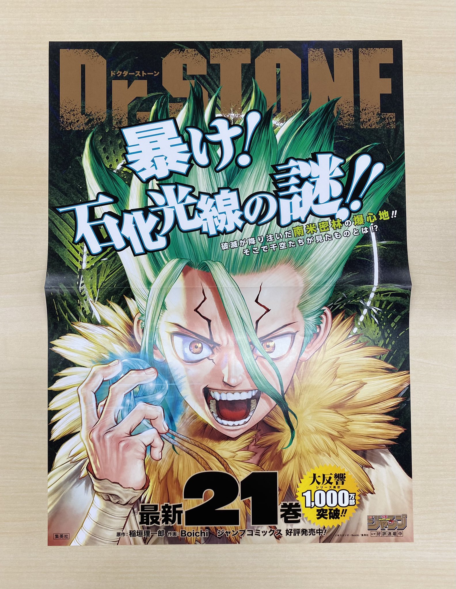 少年ジャンプ編集部 フォロー Rtで当たる 6 4金新刊発売記念企画 Dr Stone 21書店用ポスターを 抽選で３名様に 1 Jump Henshubuをフォロー 2 この投稿をrtで応募完了 6 13まで 暴け 石化光線の謎 最新21巻もぜひ Drstone