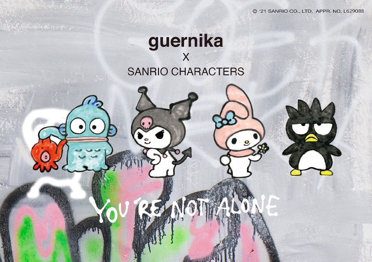 RFminamisenba's tweet photo. 【guernika×Sanrio characters】
new arrival

サンリオキャラクターズとのコラボレーションアイテムが本日から発売開始！

第 1 弾はマイメロディ、クロミ、バッドばつ丸、ハンギョドンの 4 種類。
アーティストによって描かれたキャラクターに加え、1 点ずつハンドペイントも施されています。 https://t.co/4uBvBSRB4T