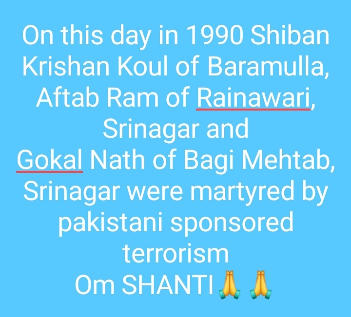 WMartyrs's tweet photo. #kashmirihindus #Kashmir #KashmiriHinduLivesMatter #KashmiriHindu #destroyterrorism #JammuAndKashmir https://t.co/8ouzNz7OgZ