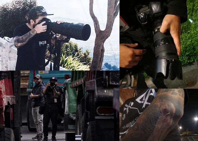 elespectador's tweet photo. Pese a estar identificado, agentes del Esmad agredieron a fotógrafo de El Espectador. El fotorreportero manifestó que estaba cubriendo protestas en Suba y, aunque se identificó como periodista de este medio, fue atacado por agentes. https://t.co/4GCnBxHoq1 https://t.co/hOa8cfC5gc