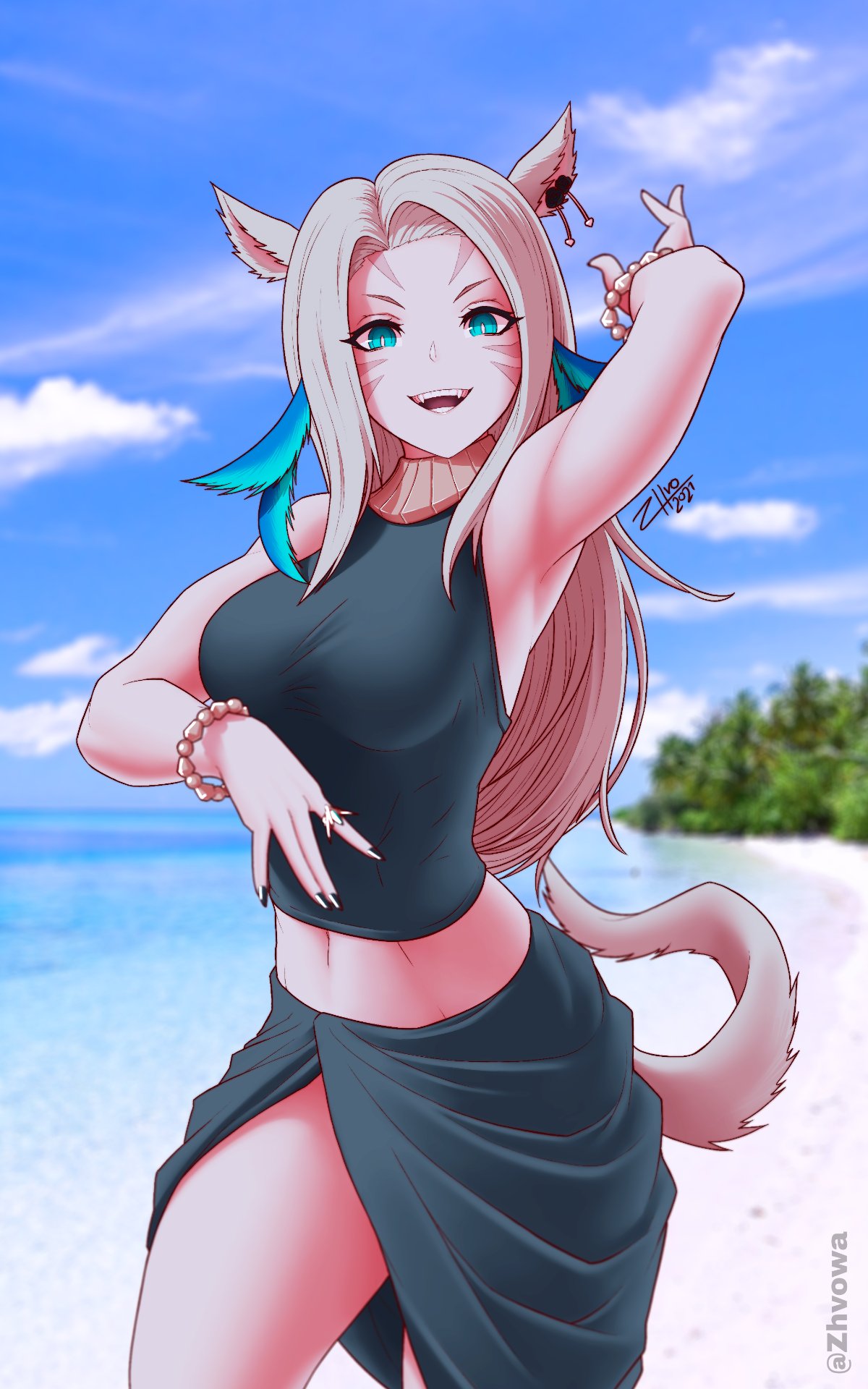 Cat girl by Zhvowa. Animal Ears, Anime Ears, cat girl, catgirl, fantasy, neko
