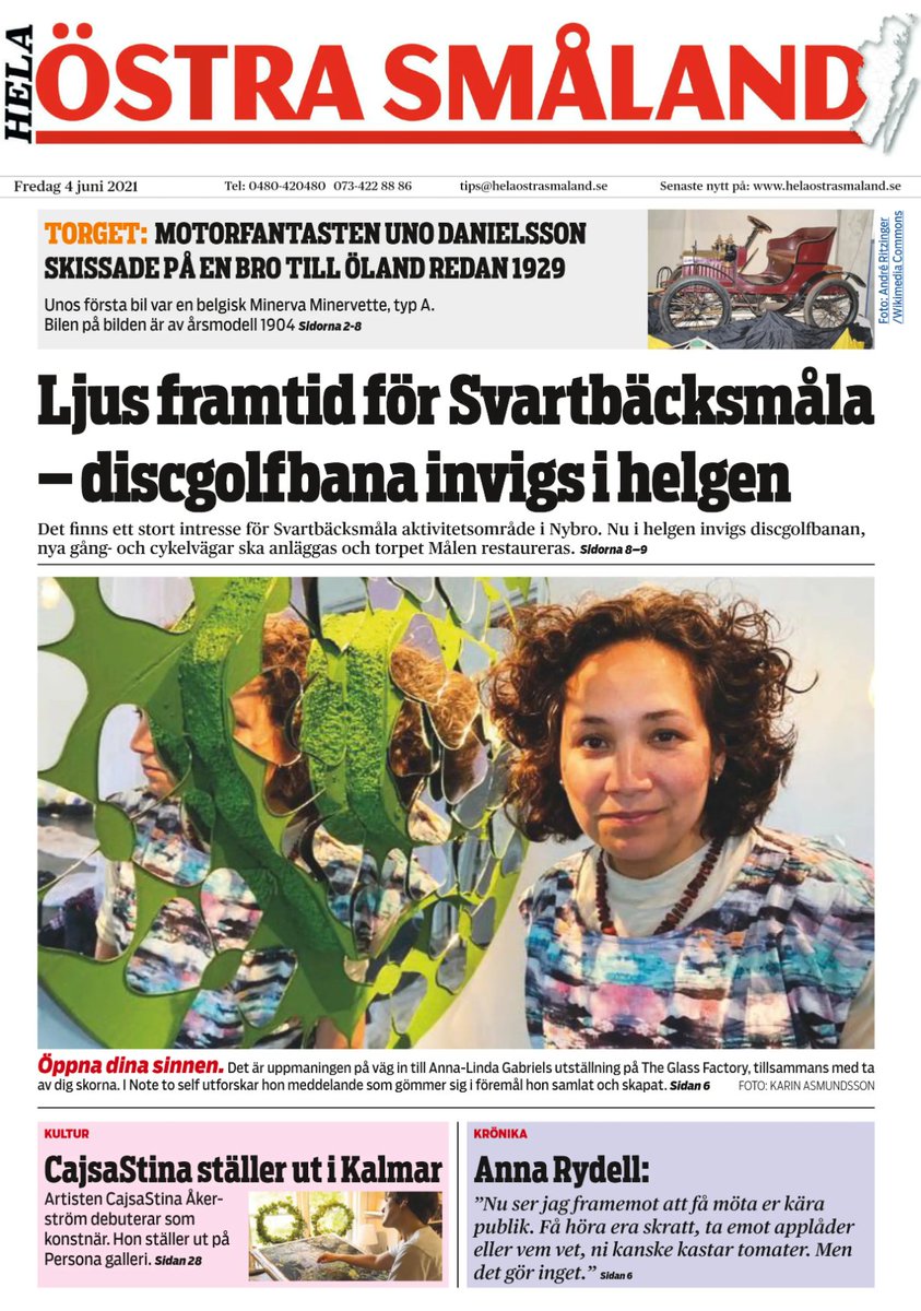 Veckans e-tidning ute nu! Discgolf🥏, färre länsbor 2040🧳, brandriskkoll🔥, Unos röda bil på Torget🚗, Glass Factory🧑‍🎨, krönika av Anna Rydell👏 och mycket mer! Inte prenumerant? Det går att lösa!👍 📰👓
e-tidning.helaostrasmaland.se