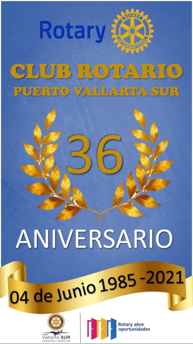 Un 04 de Junio de 1985 se fundó el Club Rotario Puerto Vallarta Sur de la Mano de su primer Presidente Ignacio Guzman Garcia, convirtiéndonos hoy por hoy una de las organizaciones más sólidas y consolidadas en esta Ciudad de Puerto Vallarta, Jalisco. 36o Aniversario.