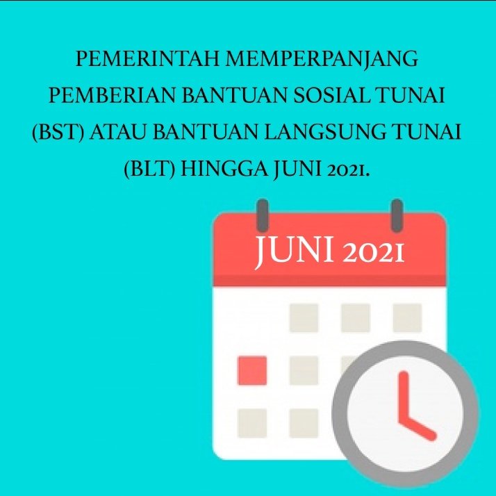Selamat siang teman-teman..
Apakah kalian terkena dampak pandemi, seperti PHK dan sejenisnya?

Pasti berat ya..tapi ada kabar gembira nih.
Pemerintah masih akan memberikan bansos. Meski memang nominalnya tdk wah, tapi semoga membantu meringankan kebutuhan sehari2 yaa