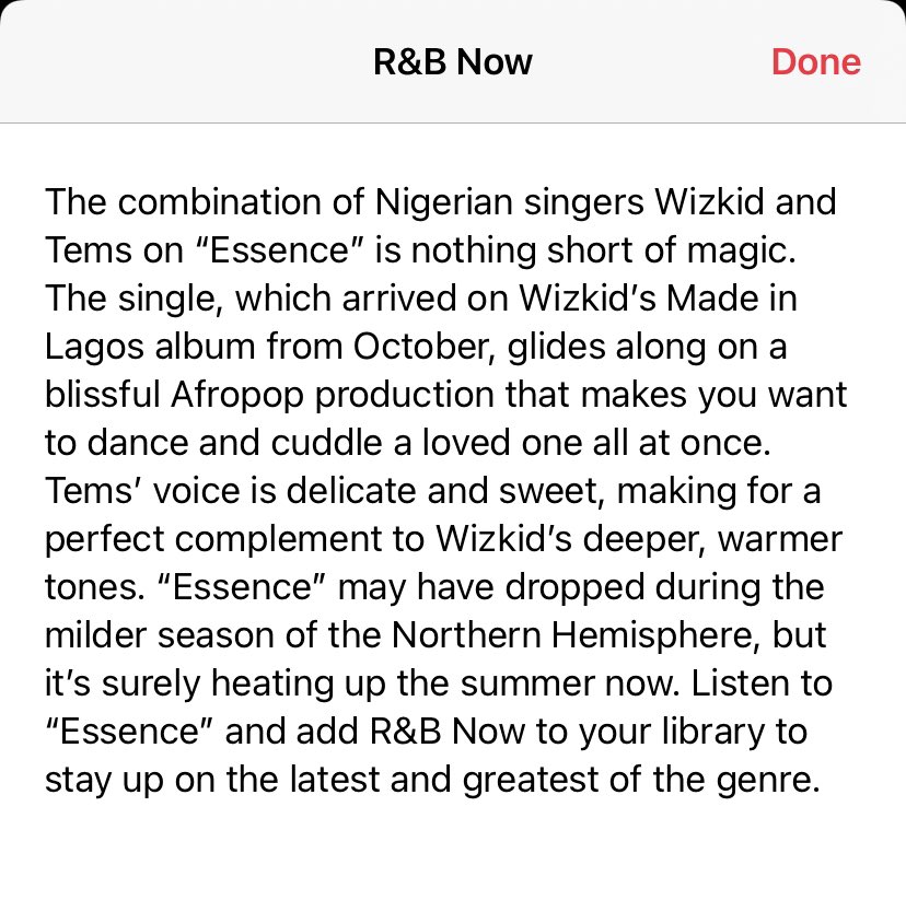 Omobarwiz's tweet image. .@wizkidayo &amp;amp; @temsbaby cover Apple Music’s “R&amp;amp;B Now” playlist with “Essence” now moved up to #1. 🇺🇸

WORLD DOMINATION! SONG OF THE SUMMER! 🔥🔊🔥

music.apple.com/us/playlist/r-…