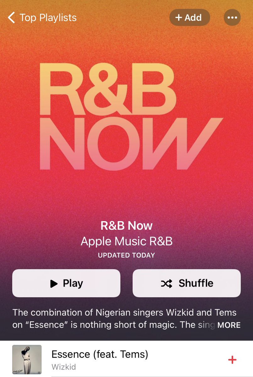 Omobarwiz's tweet image. .@wizkidayo &amp;amp; @temsbaby cover Apple Music’s “R&amp;amp;B Now” playlist with “Essence” now moved up to #1. 🇺🇸

WORLD DOMINATION! SONG OF THE SUMMER! 🔥🔊🔥

music.apple.com/us/playlist/r-…