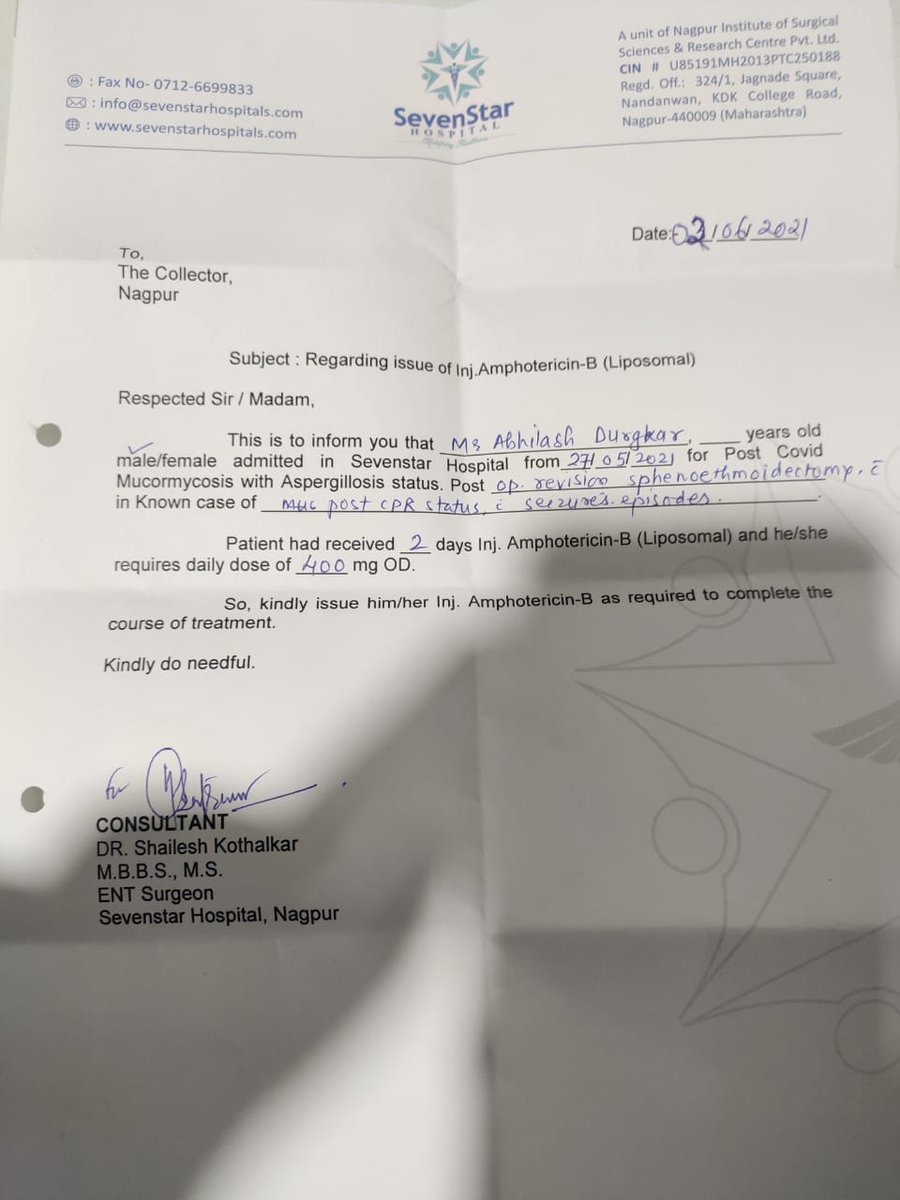 ajeetshekhar5's tweet photo. #HelpAbhilasheal 
Pls arrange the necessary Asap
@MoHFW_INDIA @drharshvardhan 
@InfoVidarbha @CMOMaharashtra https://t.co/ueHhZxTJ92