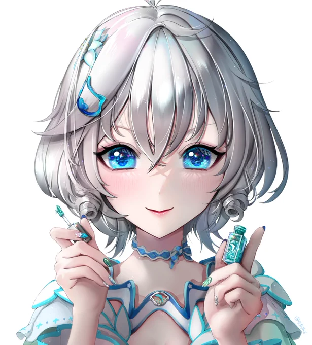 シロちゃん💄💙
水色のリップ!?と驚くかもしれませんが、クラランスから発売されているミント色のリップをイメージしています。実際に唇にのせると、爽やかなピンク色に発色してくれます。シロちゃんにぴったりのコスメ!(あと味が美味しい!) #SiroArt 