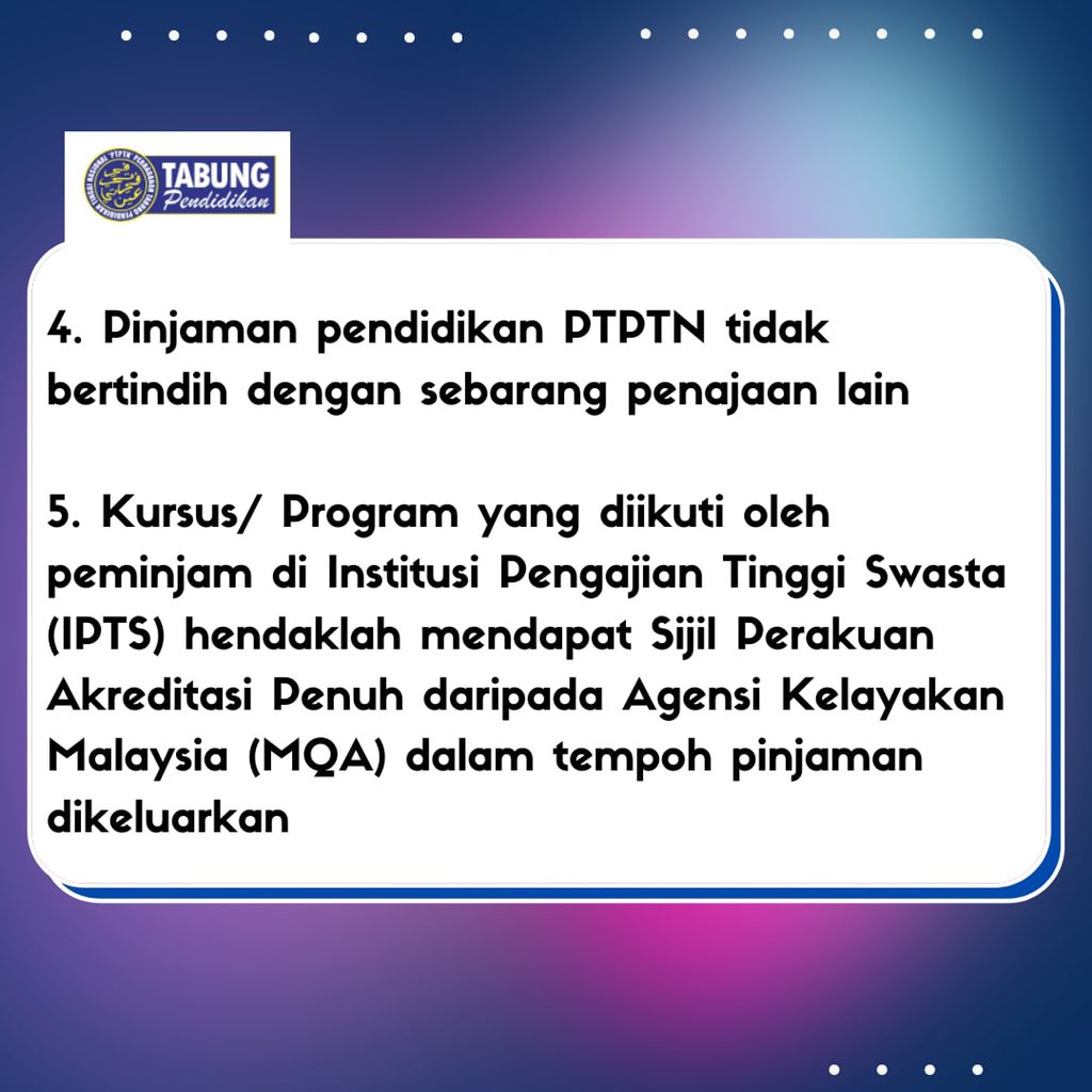 Syarat pengecualian bayaran balik PTPTN

1/2