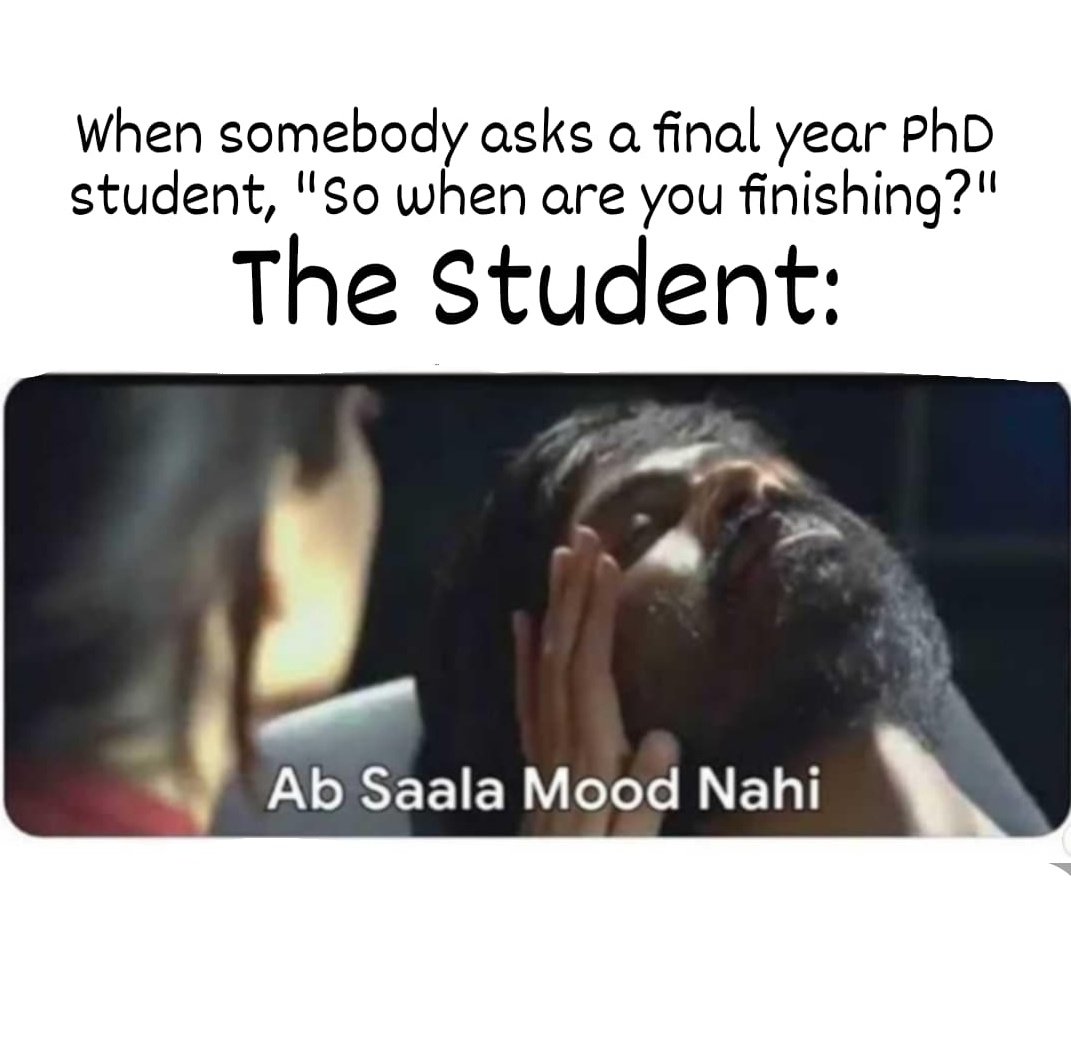BhattVasavi's tweet photo. This too shall pass 🤞😜
#OneDayAtATime #AcademicChatter #AcademicTwitter #PhdMeme #PhdHumour #Raanjhanaa https://t.co/wmWmwdqNKg