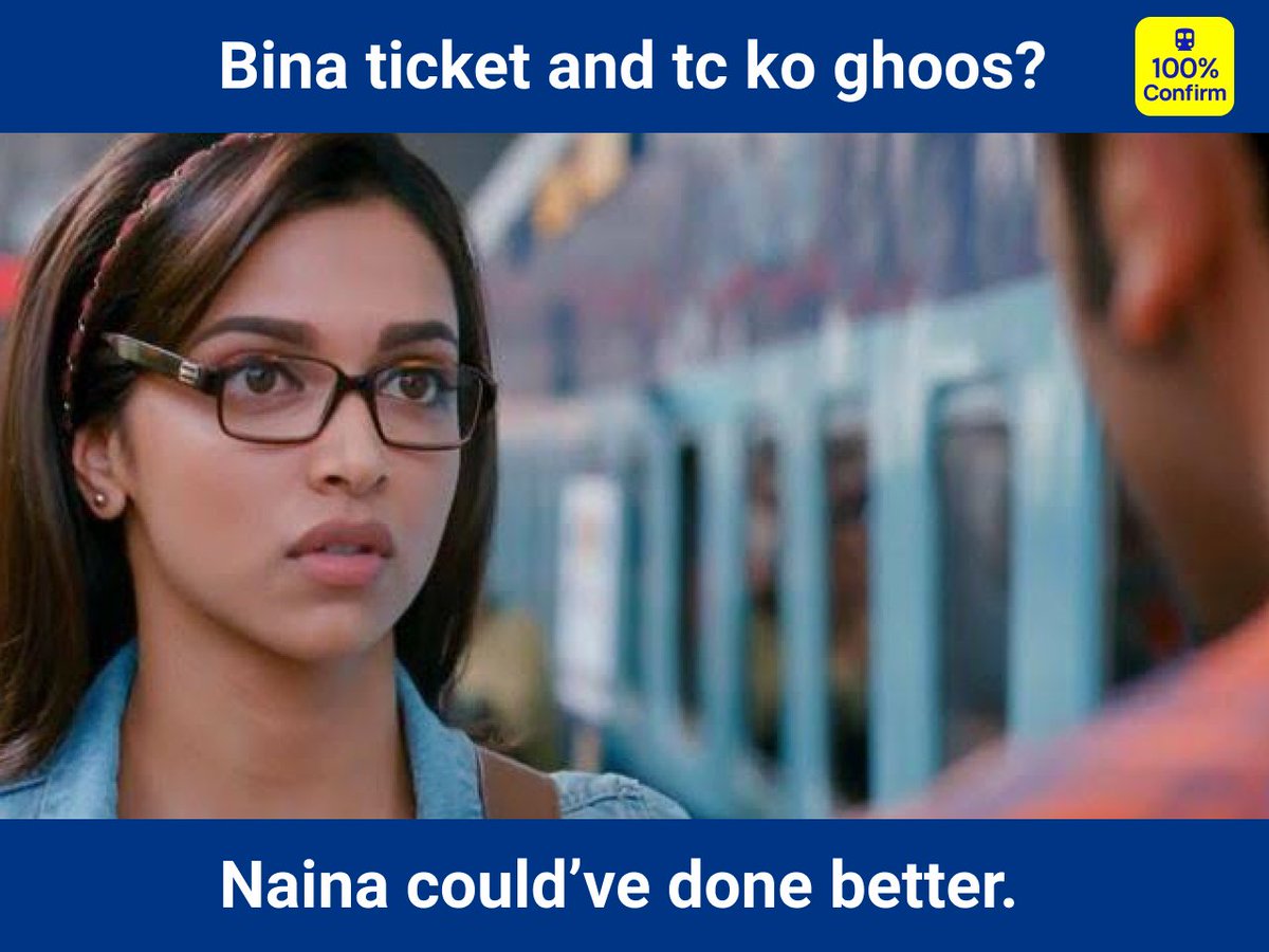railofycom's tweet photo. Don't be like Naina. Choose Railofy!
.
.
.
.
.
.
.#travelindia #railways #irctc #cheapflights #IndianRailways #waitlist #confirmation #travel #travelguaranteed #freeflights #cheapbus #protection #smartalternative #solution #meme #app
#yjhd #naina #ranbirkapoor #DeepikaPadukone https://t.co/MF3qsI1LJH