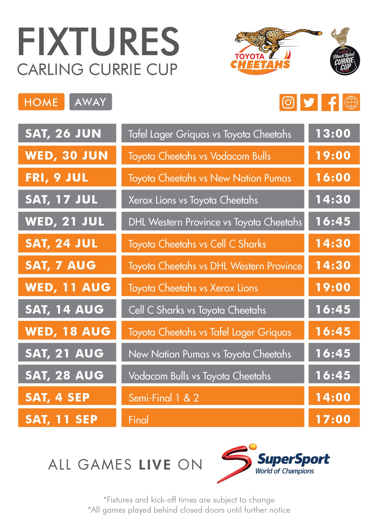 Toyota Cheetahs on Twitter "Toyota Cheetahs' Carling Currie Cup