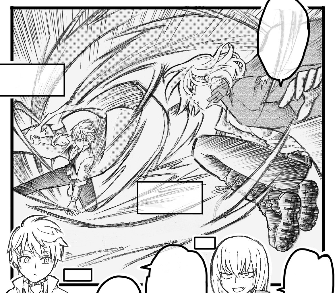 【創作】
ロイ(右)とニコル(左)
またちょっと進みました✏️
効果線入れると少し印象変わるだろうか。。。🤔
①シャーペンで描いたままのもの
② +コマとふきだし
③ +効果線
④ +トーン