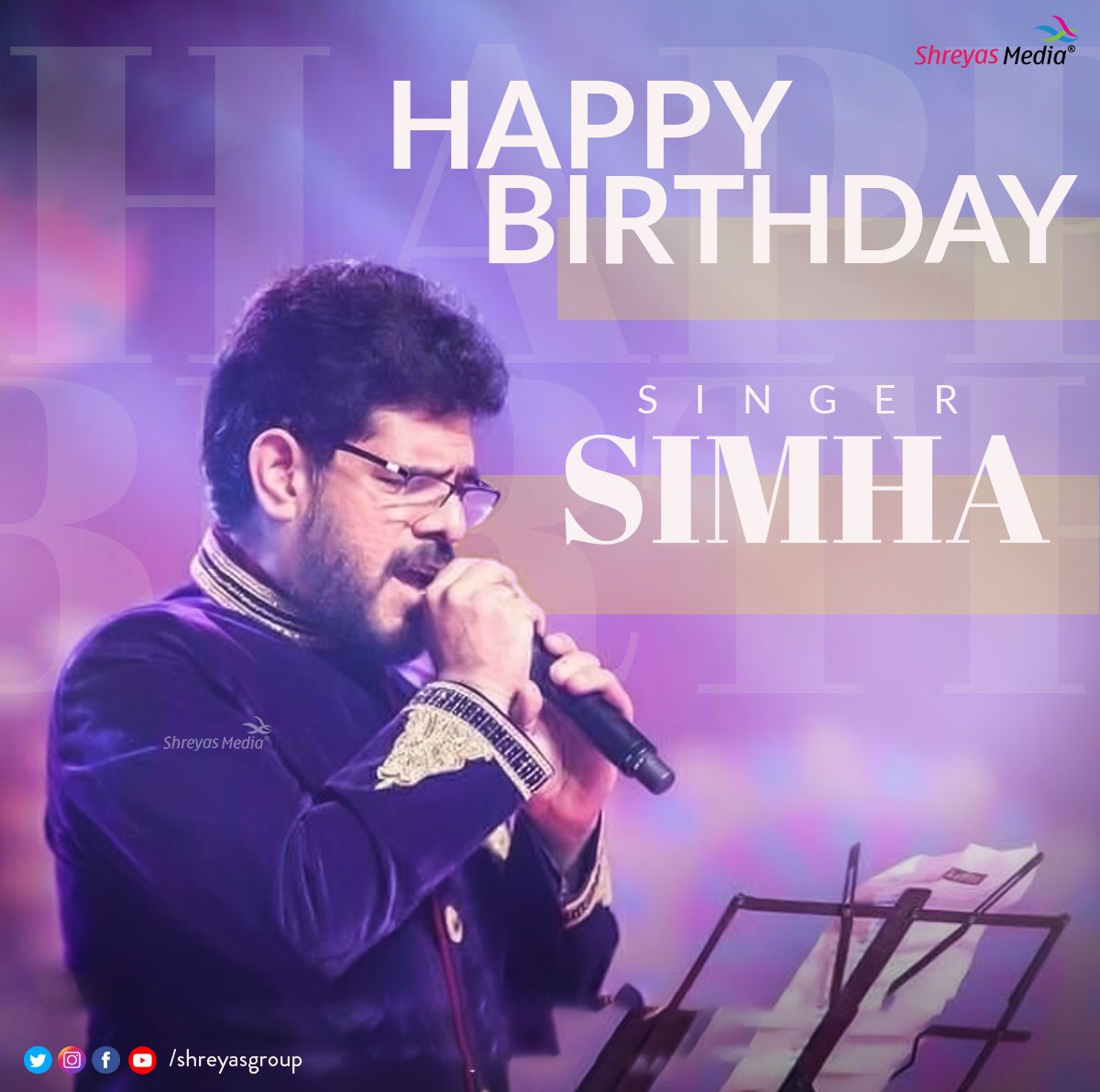 shreyasgroup's tweet photo. Wishing singer #Simha garu a very happy birthday! Have a wonderful year ahead.
#HBDSingerSimha #ShreyasMedia https://t.co/k0POwJJDu3