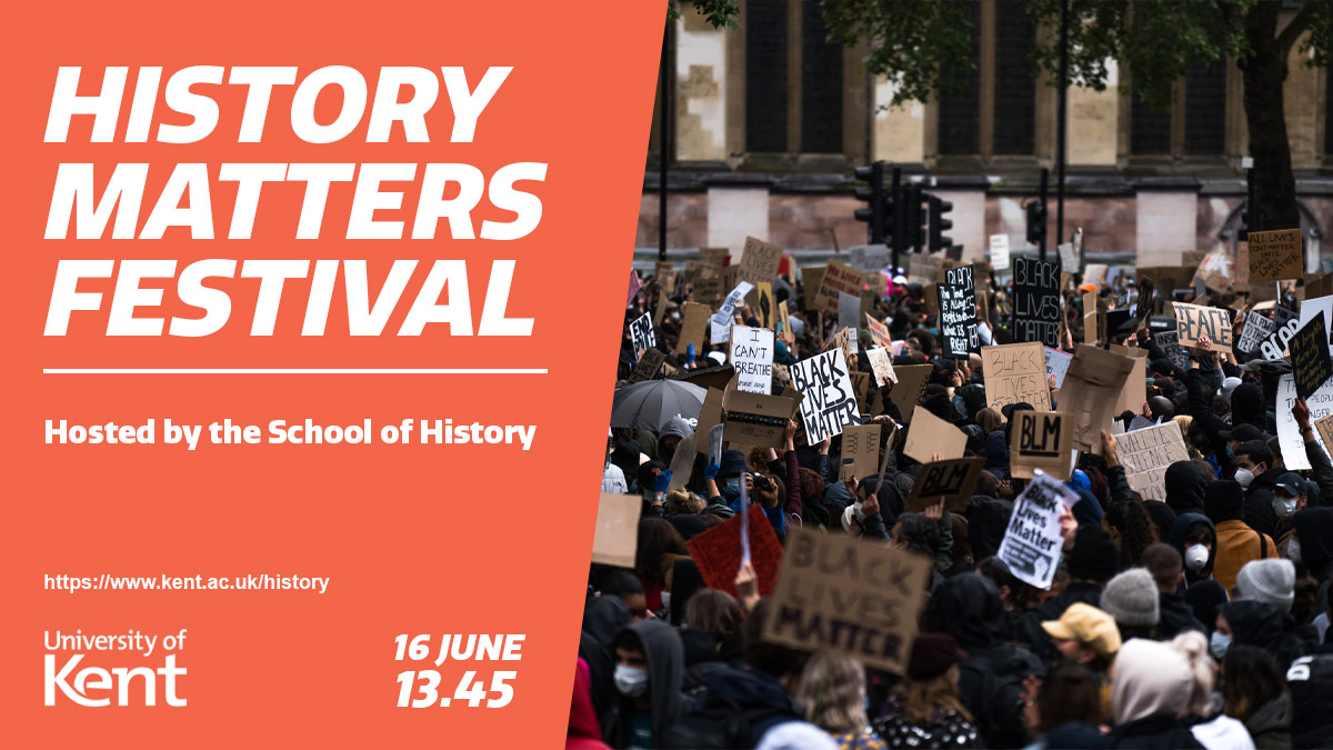 Save the date for the History Matters Festival taking place on Wed 16 June at 1.45 - 5pm!

Why should we study the past? What makes history exciting and important? How can it inform our present and future? 

Join our live online event: bit.ly/3g3nFg5 <a href="/UniKent/">University of Kent</a>