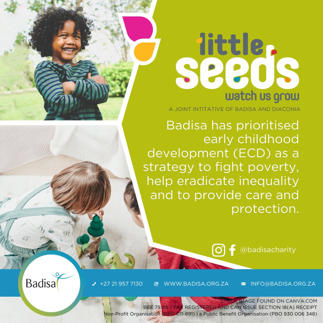 CHILD PROTECTION WEEK (30 May – 6 June)
LITTLE SEEDS
Badisa has prioritised early childhood development (ECD) as a strategy to fight poverty, help eradicate inequality and to provide care and protection. 
facebook.com/groups/LittleS…
#badisa #littleseeds #ecd