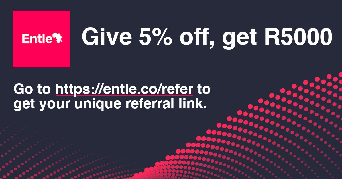 Know an organisation that needs a new website? Give them 5% off and get R5000 for yourself, with Entle's referral programme. More here: buff.ly/3e2JZqd