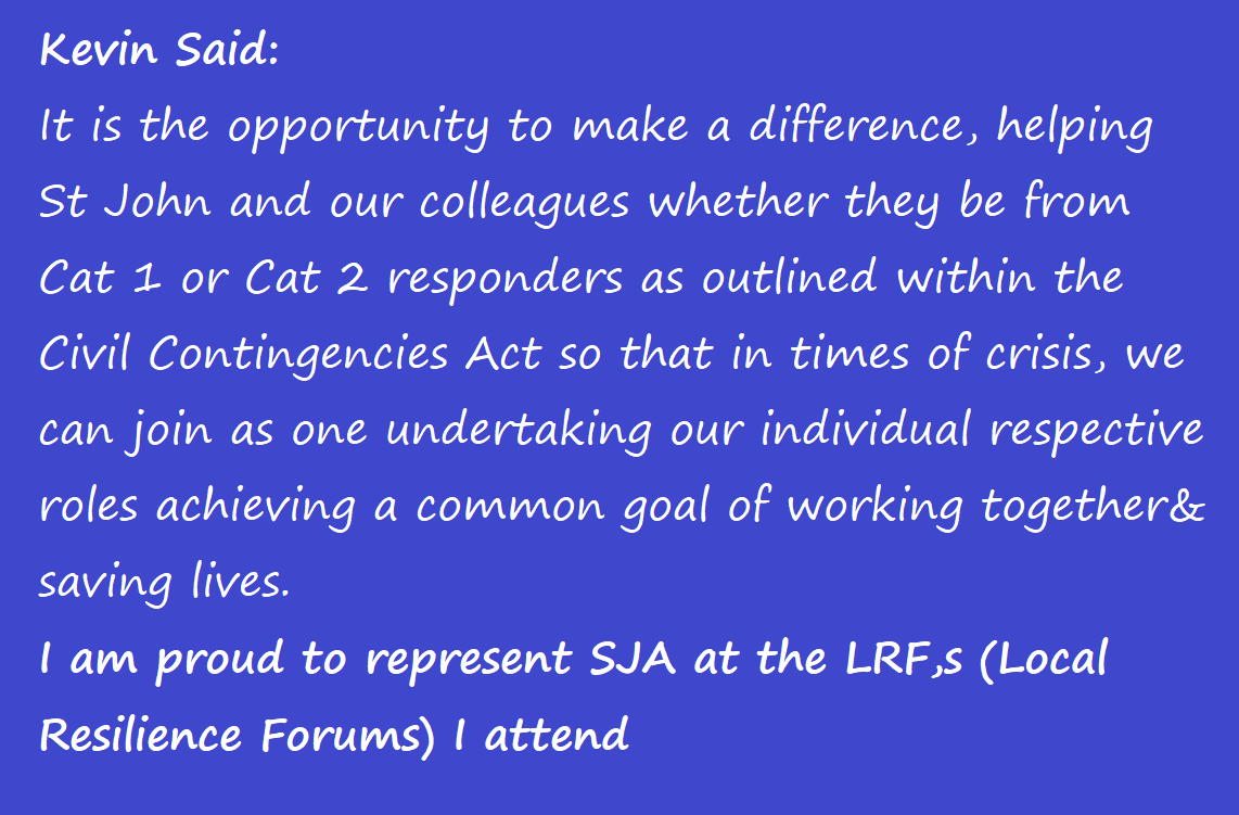 Another one of our Fab Volunteers we wanted to highlight this #VolunteersWeek2021  is <a href="/kbridgwood08/">Kevin Bridgwood CMIOSH MIIRSM</a>. Kevin covers the #Staffordshire, #Shropshire &amp; #Wolverhampton. Here's what he had to say recently about what he enjoys most about being a #Volunteer with <a href="/stjohnambulance/">St John Ambulance England</a>  #AskME
