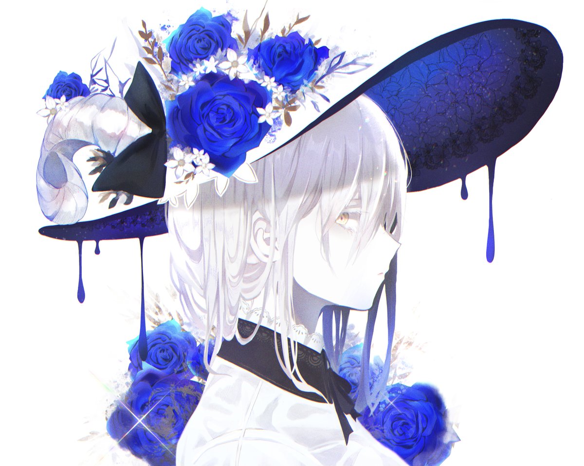 blue flower hat flower solo horns blue rose hat flower  illustration images