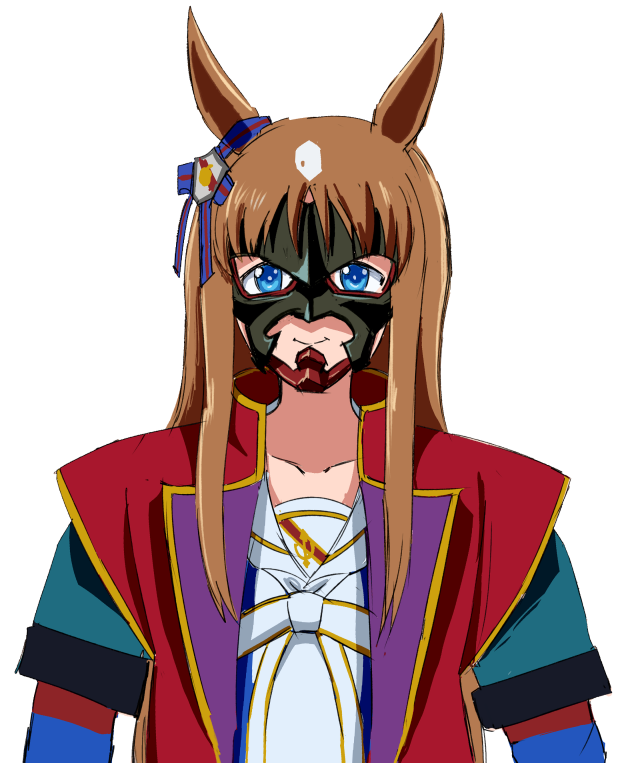 grass wonder (umamusume) animal ears mask horse ears solo 1girl brown hair long hair  illustration images