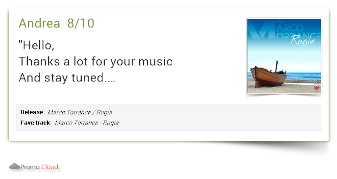 Andrea supports: Marco Torrance / Rugia 8/10 #newrelease pcl.la/YU2E9H