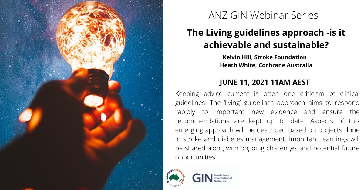 Don't forget to register for our ANZ GIN webinar series on Living Guidelines next Friday. Register here: 
adelaide.zoom.us/webinar/regist…
<a href="/gin_anz/">GIN ANZ</a>
 #guidelines #implementation