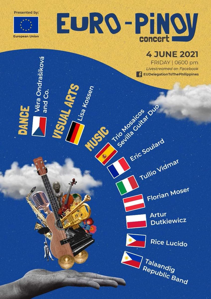 See you in a bit for a different musical 🎹🎸🎶🎷🎻🎺 extravaganza! 👇
#EuroPinoyConcert2021
#VivaEuropa2021
#EuropeDay2021