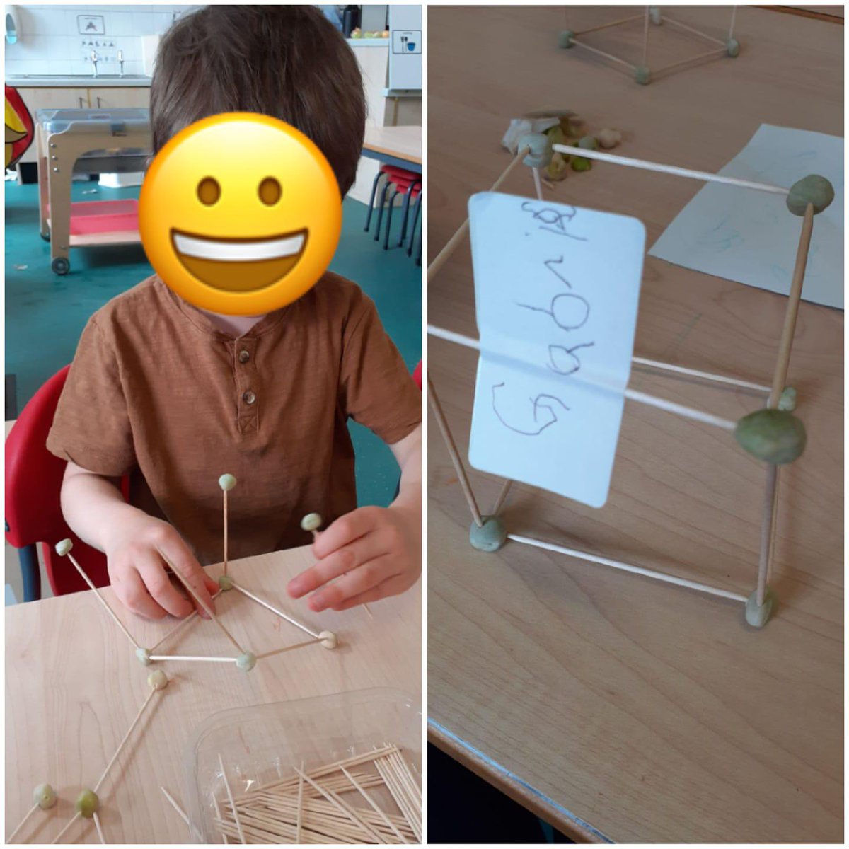 rosewell_ps's tweet photo. Using Three Little Pigs as a stimulus in the ELC. Explored building our own houses with different materials then investigated geometric shapes @MidEarly @STEMscotland #kindnessmidlothian https://t.co/zjXkPcKVGY