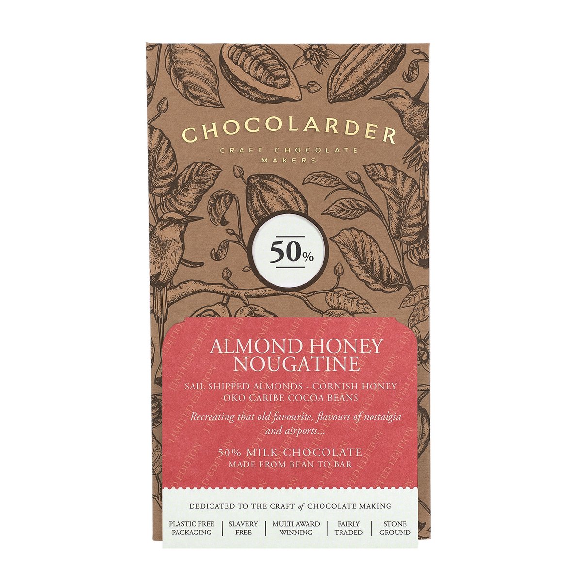 From @chocolarder, we now have this #almond #honey #nougatine bar.
They've used #DominicanRepublic #CocoaBeans with a smooth nutty profile to host the amazing flavours of #Cornish honey and #Spanish (#SailShipped) #almonds.
cocoarunners.com/shop/chocolard…
#chocolateeveryday