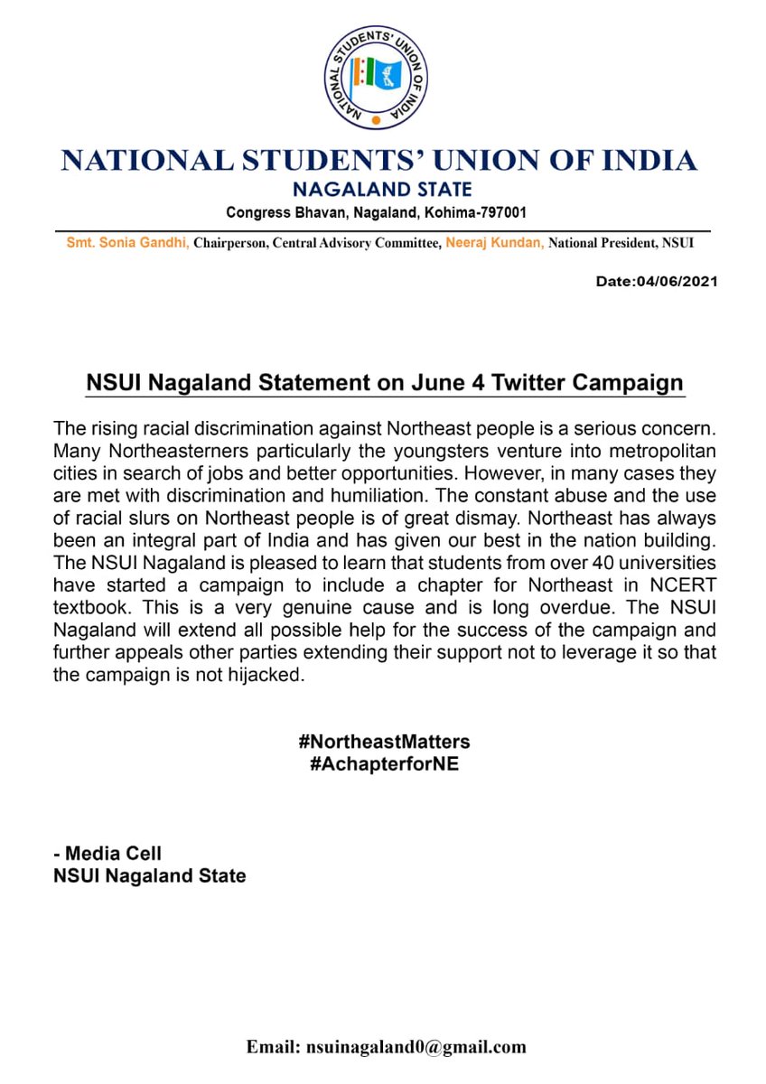ovung_e's tweet photo. NSUI Nagaland State, Statement on June 4 Twitter Campaign https://t.co/hMdJVLIQxT