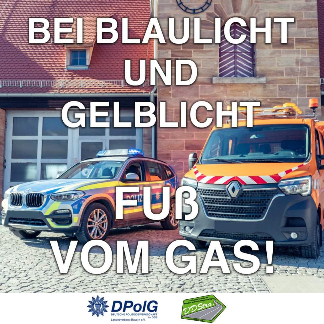 Die #Autobahn soll kein „todsicherer“ Arbeitsplatz sein. Deshalb unser Appell: „Rasen tötet – bei #Blaulicht oder #Gelblicht Fuß vom Gas!“. Danke für eure #Rücksicht! #DPolG #VisionZero <a href="/DPolGBayern/">DPolG Bayern</a> <a href="/DVR_info/">Deutscher Verkehrssicherheitsrat (DVR) e. V.</a>