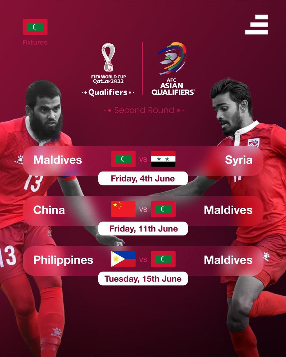 Wishing Maldives National Football Team the very best in the upcoming FIFA World Cup Asian qualifiers!