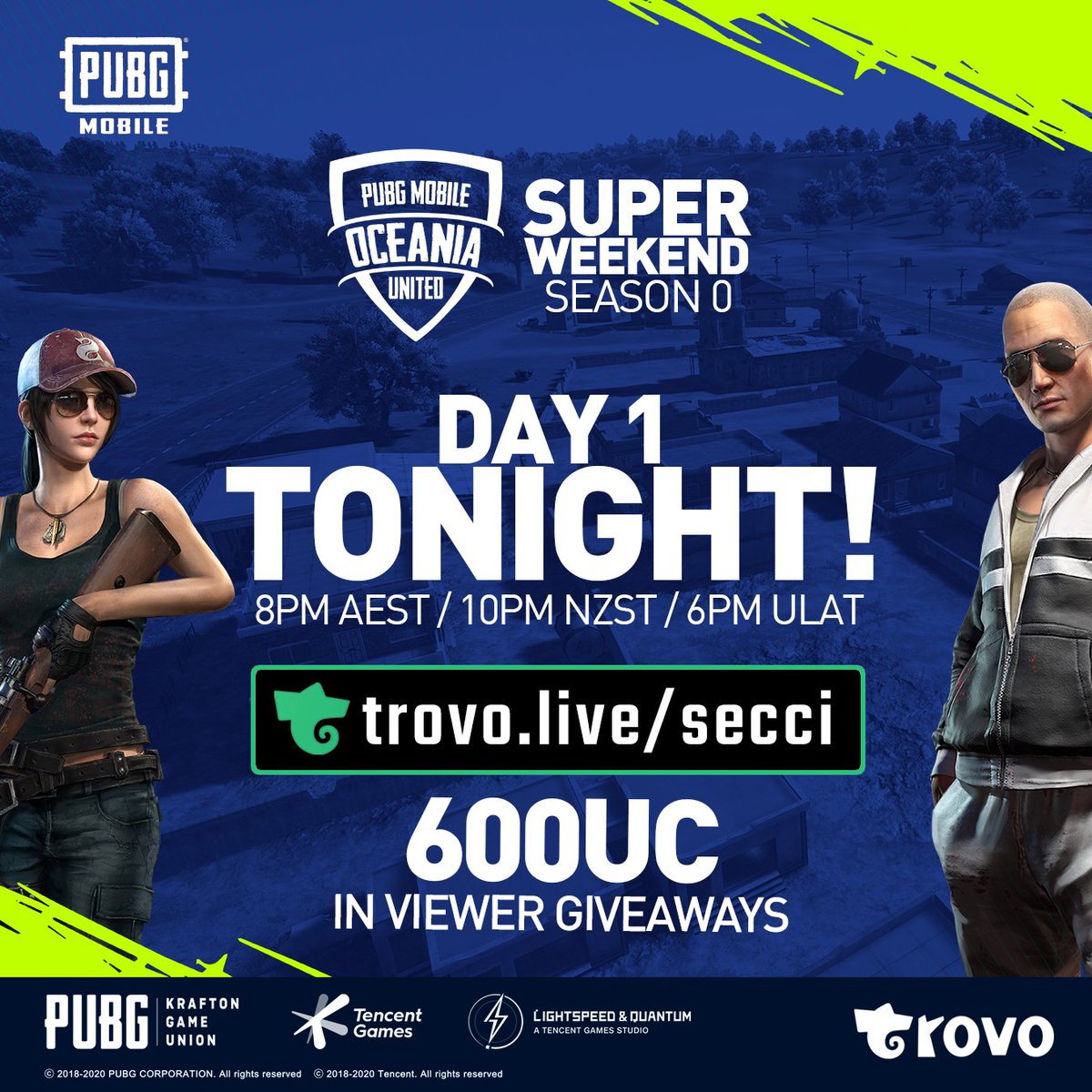 officialsecci's tweet image. Day 1 of the Oceania United @PUBGMOBILE  Super Weekend starts tonight! 

Come check out all the action on @trovolive - 
trovo.live/secci

Starts in 3.5 hours!

#PUBGMOBILE #PUBGM
Retweets appreciated!!