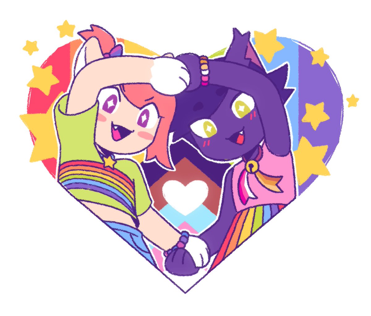 90PercentDenny's tweet image. HAPPY PRIDE EVERYONE!! 🌈✨🌈✨🌈✨ thank you so much for supporting my queer ocs, i feel like creating these characters has helped me learn so much about myself and helps me feel at peace. hope you all know how great you all are no matter who you are!! &amp;lt;3
#purrfectapawcalypse