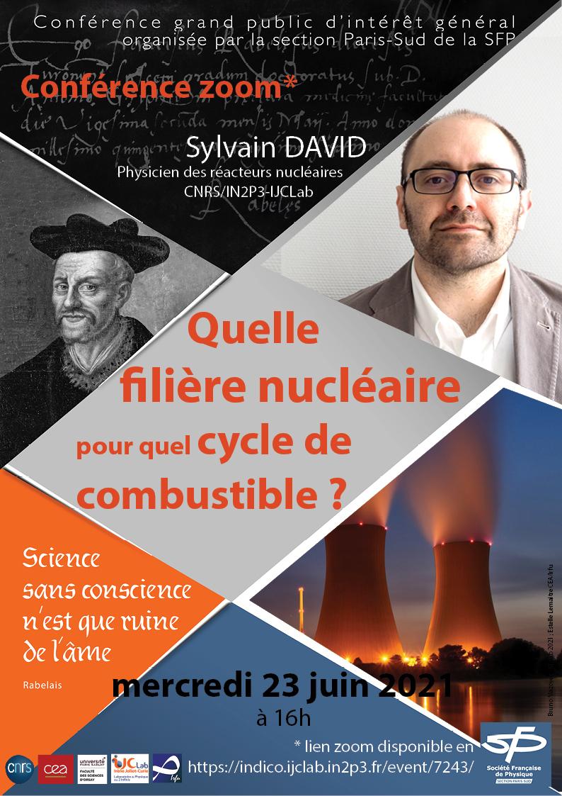 💻[CONFERENCE]
📆23/06 - 16h
Quelle filière #nucleaire pour quel cycle de combustible ? #Fission et gestion des déchets ultimes.
De <a href="/SFP_officiel/">Société Française de Physique</a> et présentée par Sylvain David - chercheur <a href="/IJCLab/">IJCLab</a> et chargé de mission #Energie @IN2P3_CNRS. 
S'inscrire👉 bit.ly/3fRcd8c
