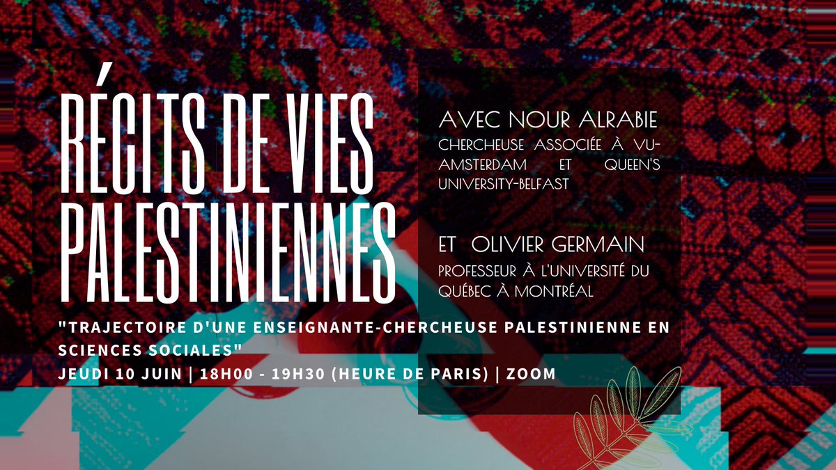 collectifbaqun's tweet image. Rejoignez-nous lors du premier webinaire pédagogique de la série : Récits de vies palestiniennes 🌿
eventbrite.com/e/inscription-…
