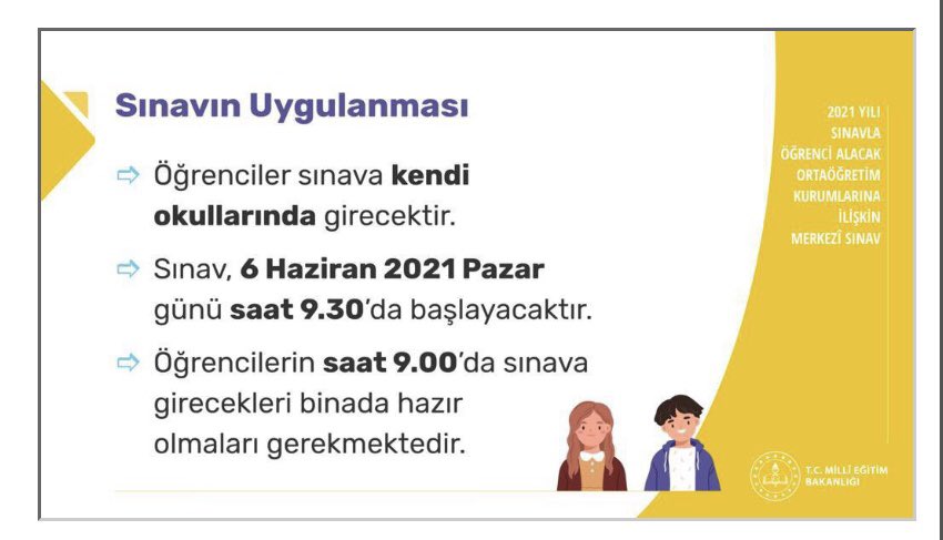 GKildiran's tweet photo. 8. Sınıf Öğrencilerimizin Dikkatine ❗️❗️❗️ 2021 LGS'ye İlişkin Bilinmesi Gerekenler
Sınav nasıl uygulanacak? @tcmeb @istanbulilmem @Sariyer_MEM @cagatay33 @E_Sylu @AbidinMerdan @balik_huseyin @memleventyazici @OzilLevent  @ziyaselcuk https://t.co/2ka6BlRrgM