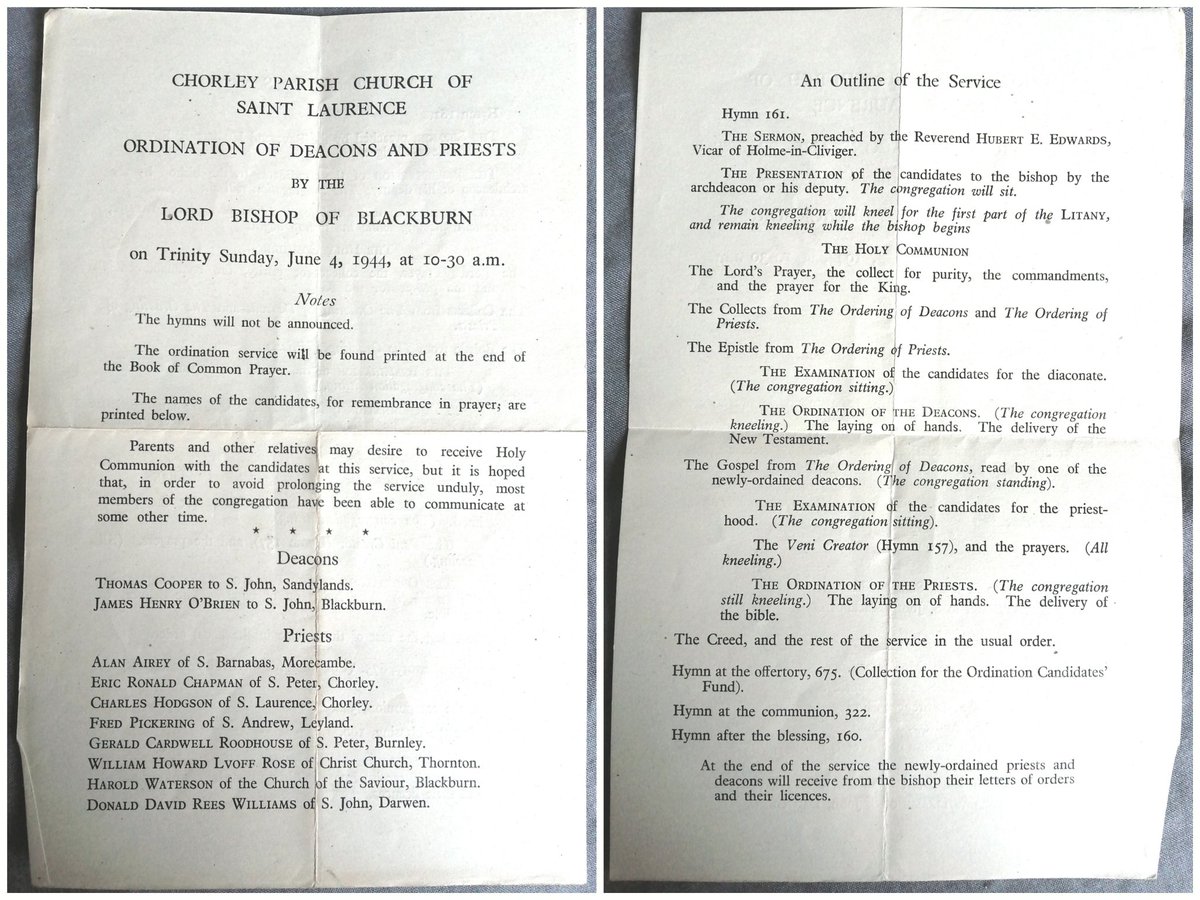 Wartime Ordination ceremony at St Laurence's Church, Chorley - on this day, 1944. @LaurenceChorley <a href="/cofelancs/">The CofE in Lancashire (Blackburn Diocese)</a> #chorley #lancashire #WW2