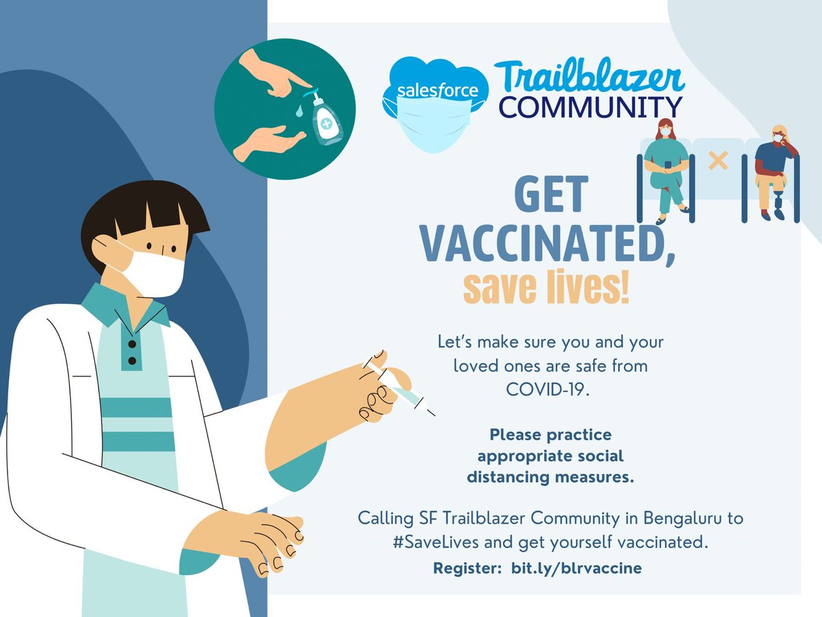 Kishore B T (@ikishorebt) on Twitter photo 📢Alert - Bengaluru Salesforce Community📢
Note: Registration is live and please book your slots for vaccine and get vaccinated😇
<a href="/sfdgblr/">Salesforce Developer Group, Bengaluru</a> <a href="/BangaloreWIT/">Bangalore WIT</a> <a href="/sfadmblr/">Bengaluru, IN ADM Group</a> <a href="/sfb2bblr/">SF Marketers Group (Pardot), Bengaluru, India</a>
#SaveLives #Salesforce #TrailblazerCommunity 📢Alert - Bengaluru Salesforce Community📢
Note: Registration is live and please book your slots for vaccine and get vaccinated😇
<a href="/sfdgblr/">Salesforce Developer Group, Bengaluru</a> <a href="/BangaloreWIT/">Bangalore WIT</a> <a href="/sfadmblr/">Bengaluru, IN ADM Group</a> <a href="/sfb2bblr/">SF Marketers Group (Pardot), Bengaluru, India</a>
#SaveLives #Salesforce #TrailblazerCommunity