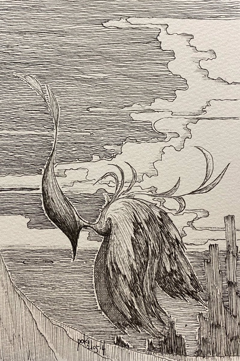 #貴方の世界観を詰め込んだ作品を見せてください
#私の絵柄が性癖に刺さる人に届いて欲しい
この世に程近い異世界の生き物や風景をボールペンやシャーペンで描いています。 
