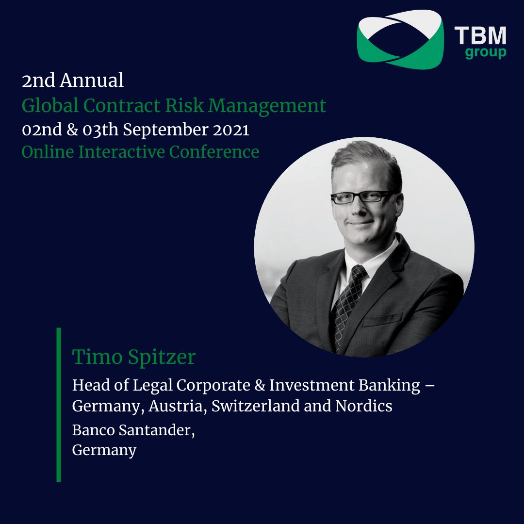 TBM__Group's tweet photo. We at @TBMEvolution are thrilled to announce globally renowned Head of Legal @TimoSpitzer as a keynote speaker for our upcoming Global Contract Risk Management Conference.

Please visit https://t.co/B7YTQRalaV for further details and to request a brochure. https://t.co/qkKYJz5p1c
