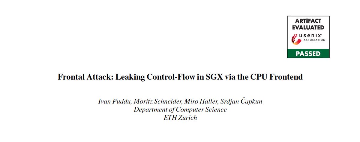 In our paper to appear <a href="/USENIXSecurity/">USENIX Security</a> 21, we observe that when frequently issuing interrupts, instructions execution times correlate with their virtual address (mod 16). We used this to exploit SGX enclaves. \w Moritz Schneider @M__Haller <a href="/SrdjanCapkun/">Srdjan Čapkun</a>

arxiv.org/abs/2005.11516