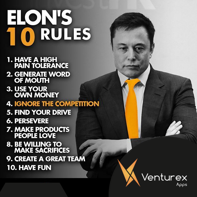 VenturexApps's tweet photo. Elon's Musk 10 Rules 

Stay Tuned with us and Visit now: https://t.co/kT43VyuArH

#mobileapplication #mobileapp #mobileappdesign #mobileapps #mobileappdevelopment #appdevelopment #android #mobileapplications #mobileapplicationdevelopment #webdevelopment https://t.co/d4WhWx5atO